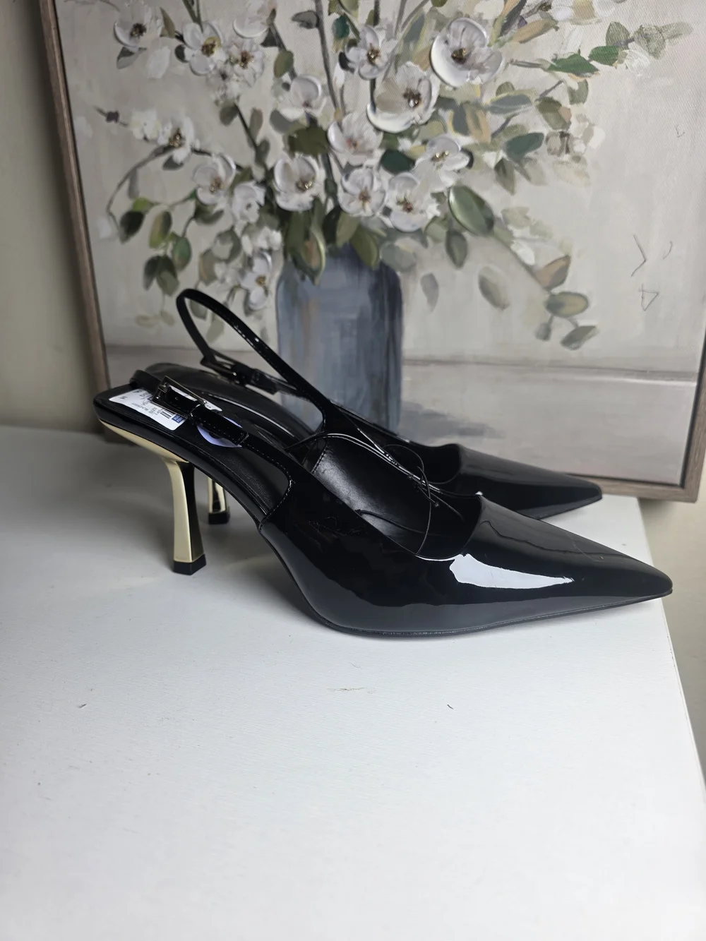 ALDO Black Patent Pointed-Toe Slingback Pumps